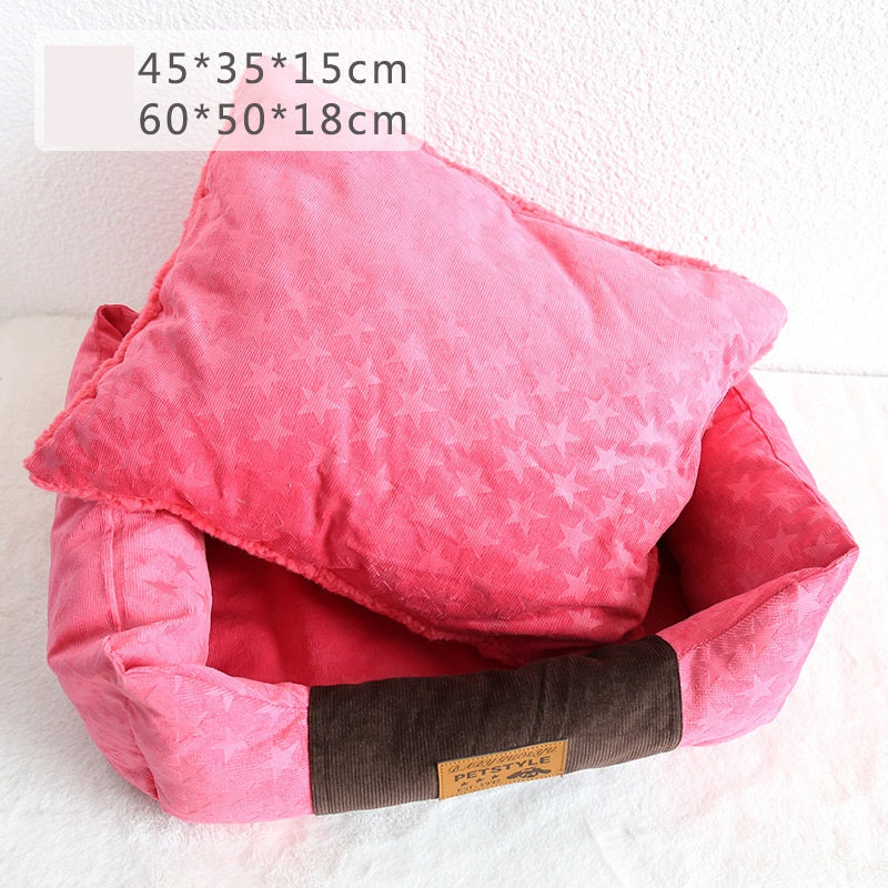 HKM-5084093 Small Square Nest Dog Mat for All Seasons ¨C Cozy Cotton Kennel with Various Patterns