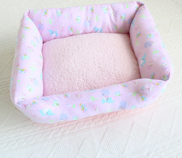 HKM-5084093 Small Square Nest Dog Mat for All Seasons ¨C Cozy Cotton Kennel with Various Patterns