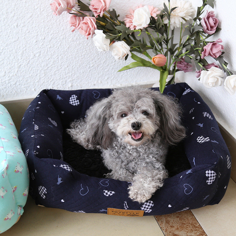 HKM-5084093 Small Square Nest Dog Mat for All Seasons ¨C Cozy Cotton Kennel with Various Patterns