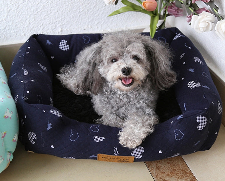 HKM-5084093 Small Square Nest Dog Mat for All Seasons ¨C Cozy Cotton Kennel with Various Patterns