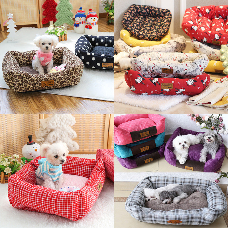 HKM-5084093 Small Square Nest Dog Mat for All Seasons ¨C Cozy Cotton Kennel with Various Patterns