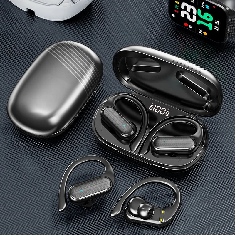 HKM-508435 Wireless Ear Hook Earphones with Microphone for Gym and Outdoor Activities