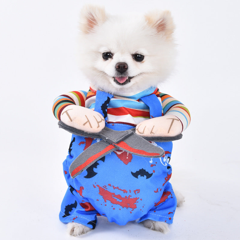 HKM-5084605 Creative Halloween Dog Costume - Funny Transformation Outfit for Pets in Various Sizes