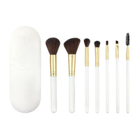 HKM-508499 Portable Makeup Brush Set with Wooden Handle - 7 Artificial Fiber Brushes, 15.8cm Overall Length