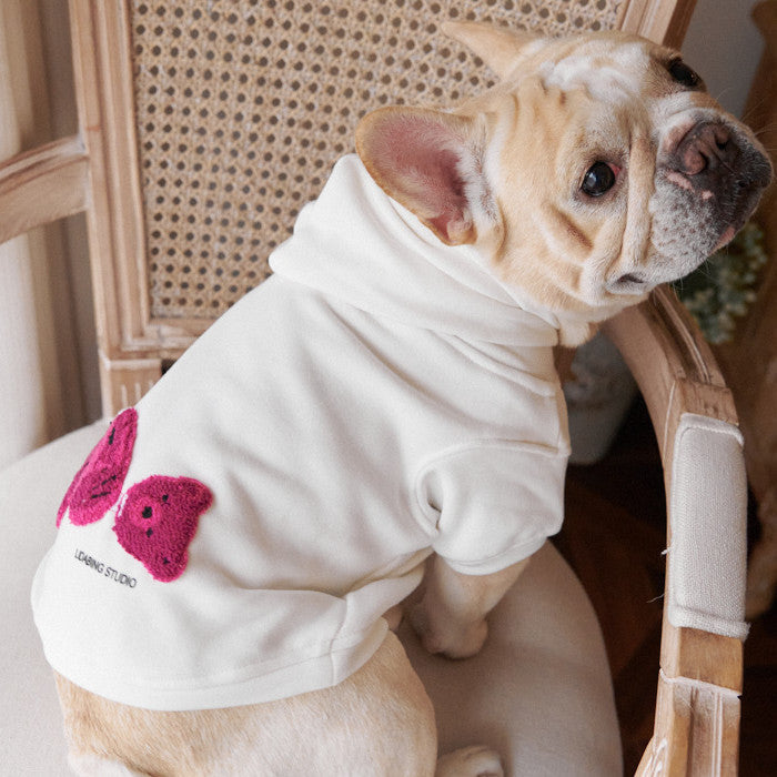 HKM-5085117 Parent-Child Winter Bear Sweater in Coral Fleece for Dogs