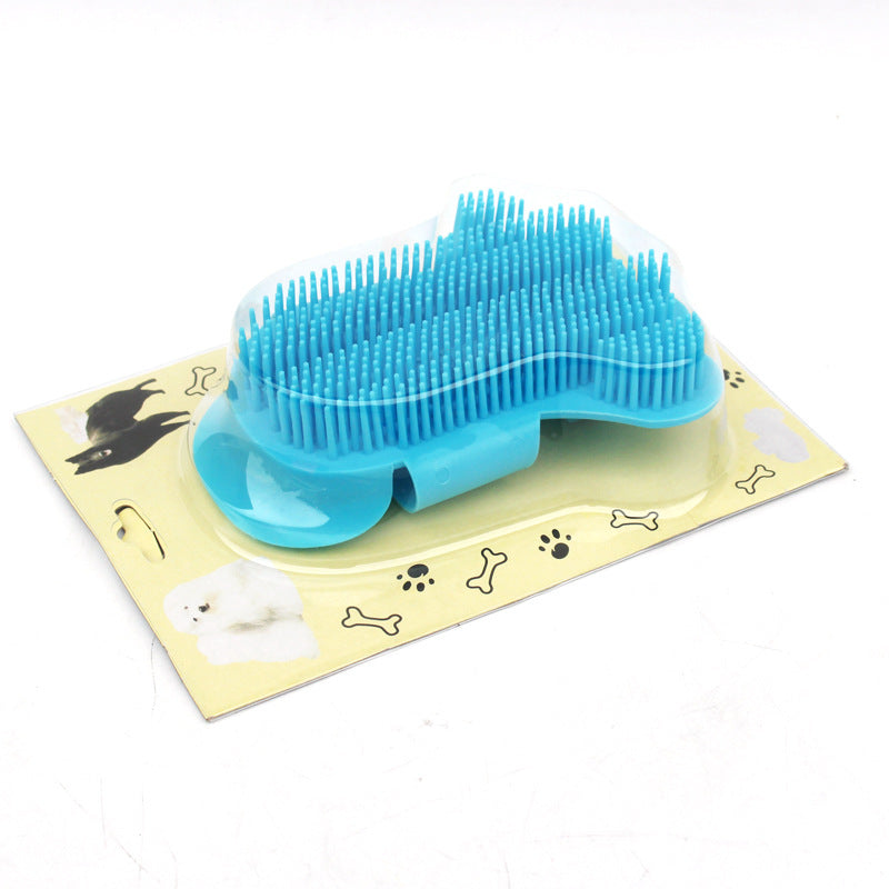 HKM-5085629 Foot-Shaped Rubber Pet Bathing and Massage Brush in Red, Blue, and White