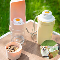HKM-5085885 2-in-1 Portable Travel Dog Water Bottle and Food Dispenser with Lanyard for Outdoor Use
