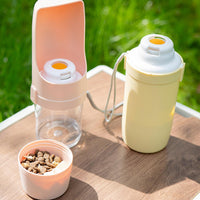 HKM-5085885 2-in-1 Portable Travel Dog Water Bottle and Food Dispenser with Lanyard for Outdoor Use
