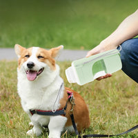 HKM-5085885 2-in-1 Portable Travel Dog Water Bottle and Food Dispenser with Lanyard for Outdoor Use
