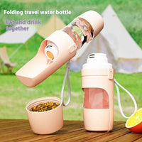 HKM-5085885 2-in-1 Portable Travel Dog Water Bottle and Food Dispenser with Lanyard for Outdoor Use