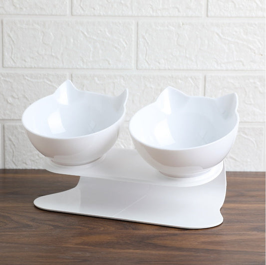 HKM-5086013 Tilted Raised Cat Bowls - Double and Single Options in Various Colors