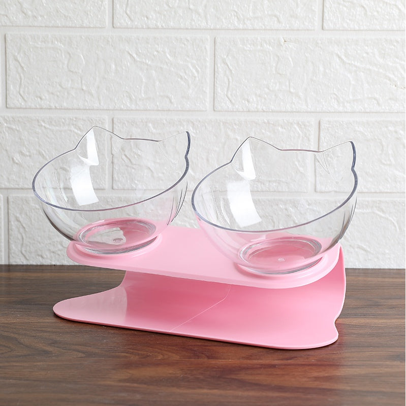HKM-5086013 Tilted Raised Cat Bowls - Double and Single Options in Various Colors