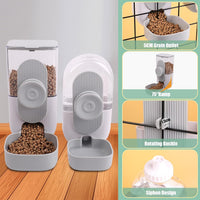 HKM-5087293 Hanging Automatic Pet Food and Water Dispenser Set for Small Animals - Gravity Feeder and Waterer for Cages