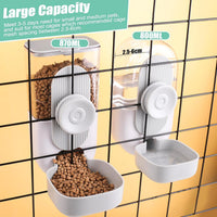 HKM-5087293 Hanging Automatic Pet Food and Water Dispenser Set for Small Animals - Gravity Feeder and Waterer for Cages