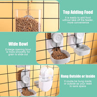 HKM-5087293 Hanging Automatic Pet Food and Water Dispenser Set for Small Animals - Gravity Feeder and Waterer for Cages