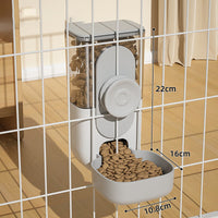 HKM-5087293 Hanging Automatic Pet Food and Water Dispenser Set for Small Animals - Gravity Feeder and Waterer for Cages