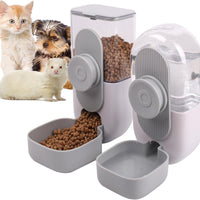 HKM-5087293 Hanging Automatic Pet Food and Water Dispenser Set for Small Animals - Gravity Feeder and Waterer for Cages