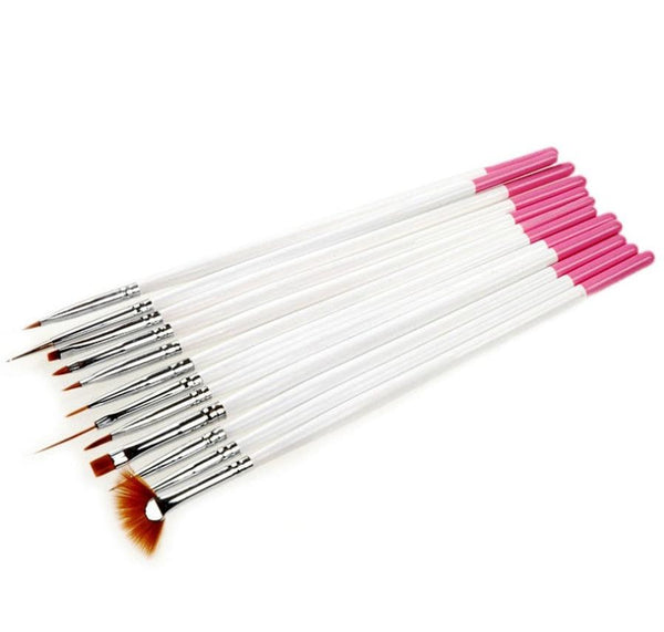 HKM-508755 Nail Supplies Painting Tool Set - 12 Carbon Steel Brushes for Nail Art and Design
