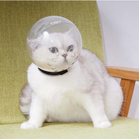 HKM-5087677 Cat and Dog Space Hood - Adjustable ABS Pet Head Cover in White, Sizes M and L Available