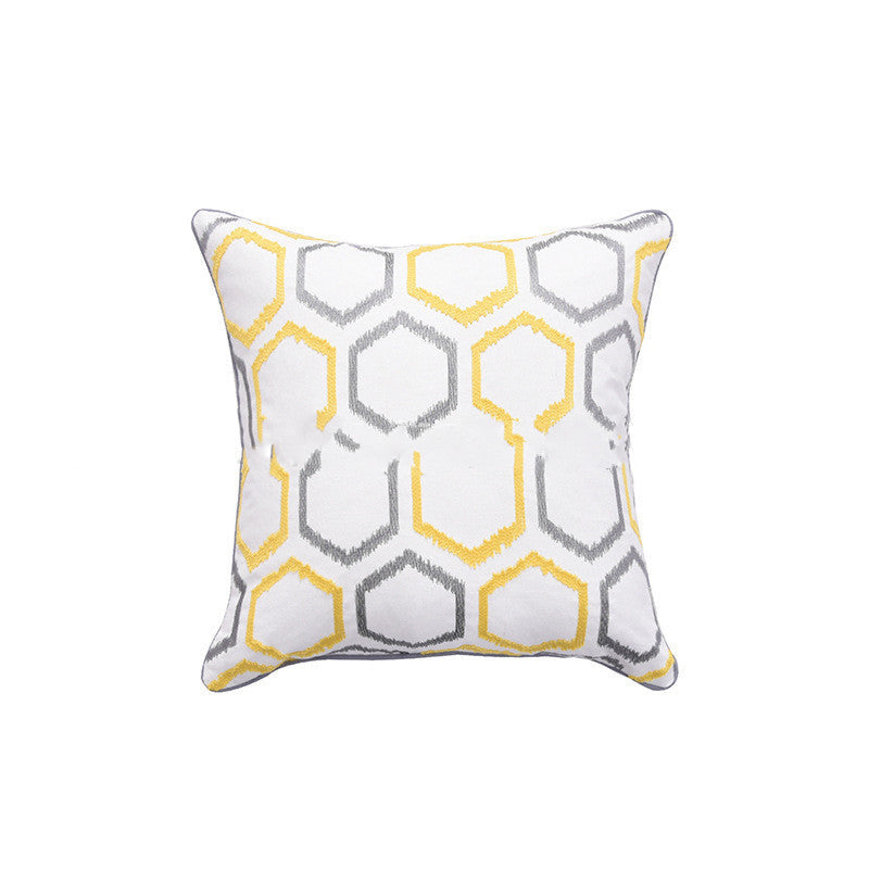 HKM-508819 Geometric Pattern Cotton Printed Pillowcase, 45x45cm, Filled with PP Cotton
