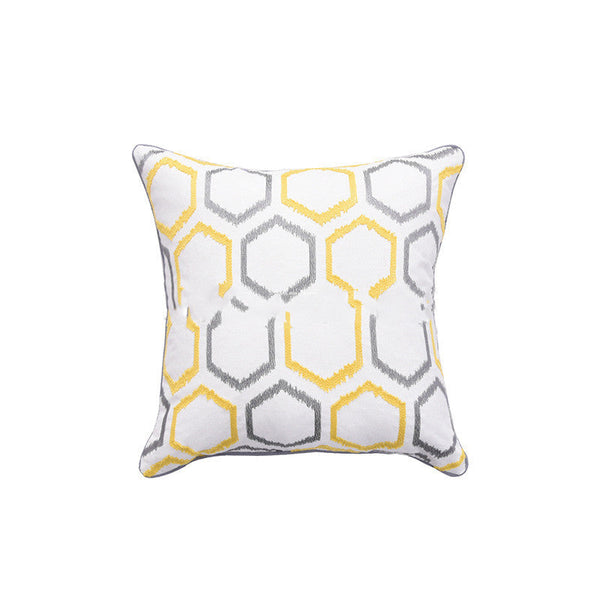 HKM-508819 Geometric Pattern Cotton Printed Pillowcase, 45x45cm, Filled with PP Cotton