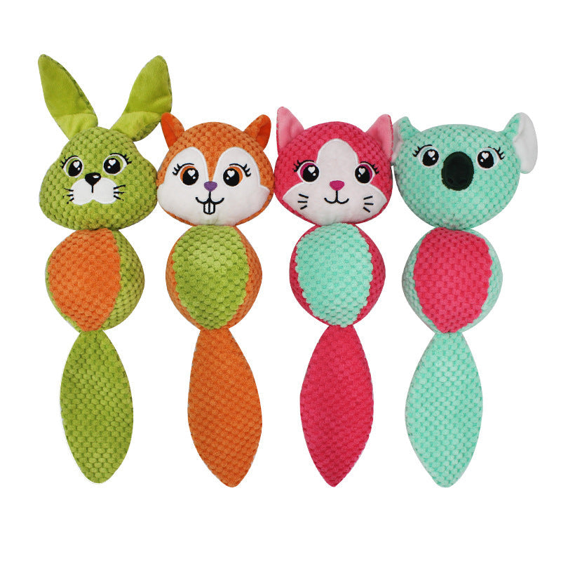 HKM-5089469 Plush Chew Toy for Dogs - Cute Rabbit, Squirrel, Fox & Raccoon Designs