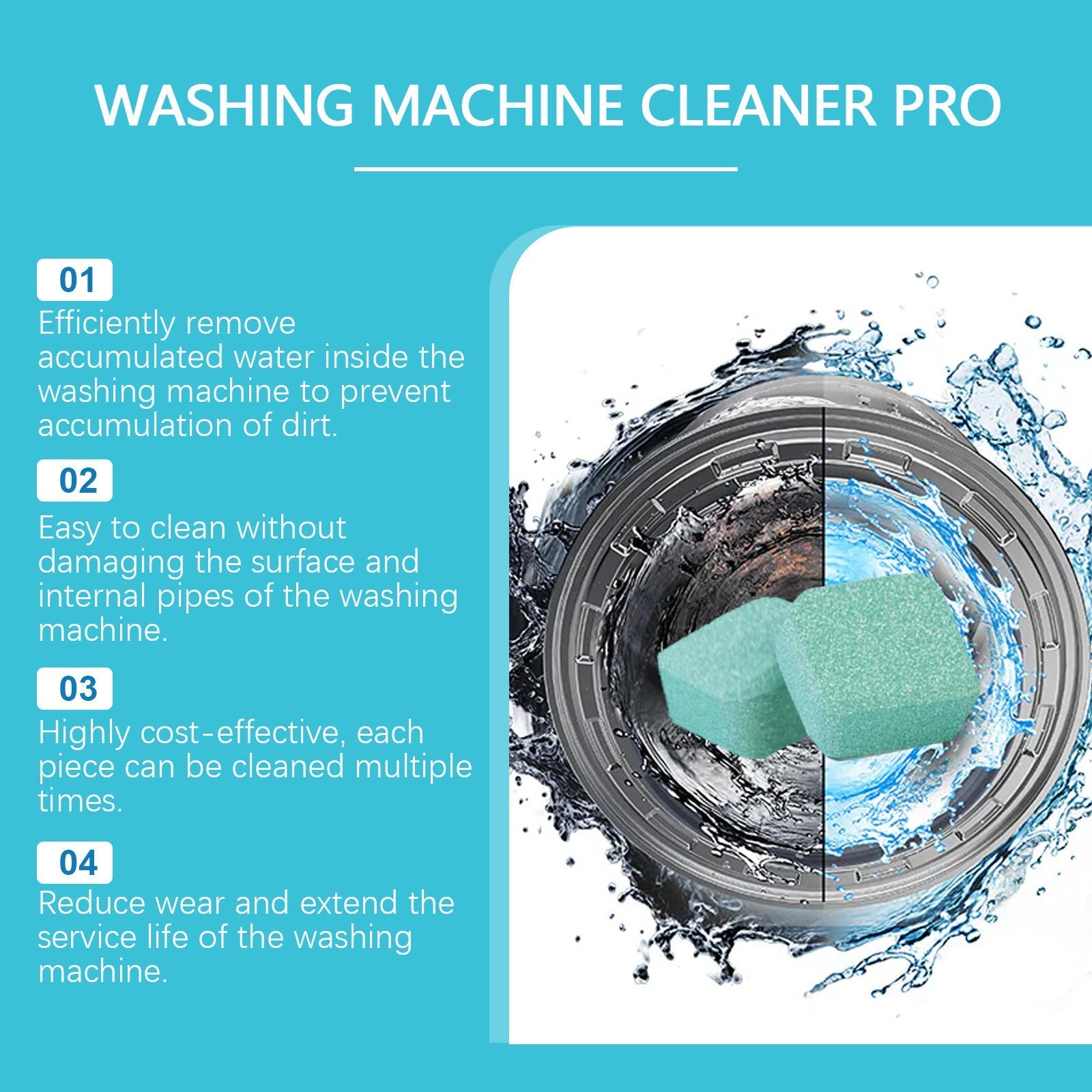 HKM-5089981 Washing Machine Cleaning Tablets for Stain Removal and Descaling, 12 Pack