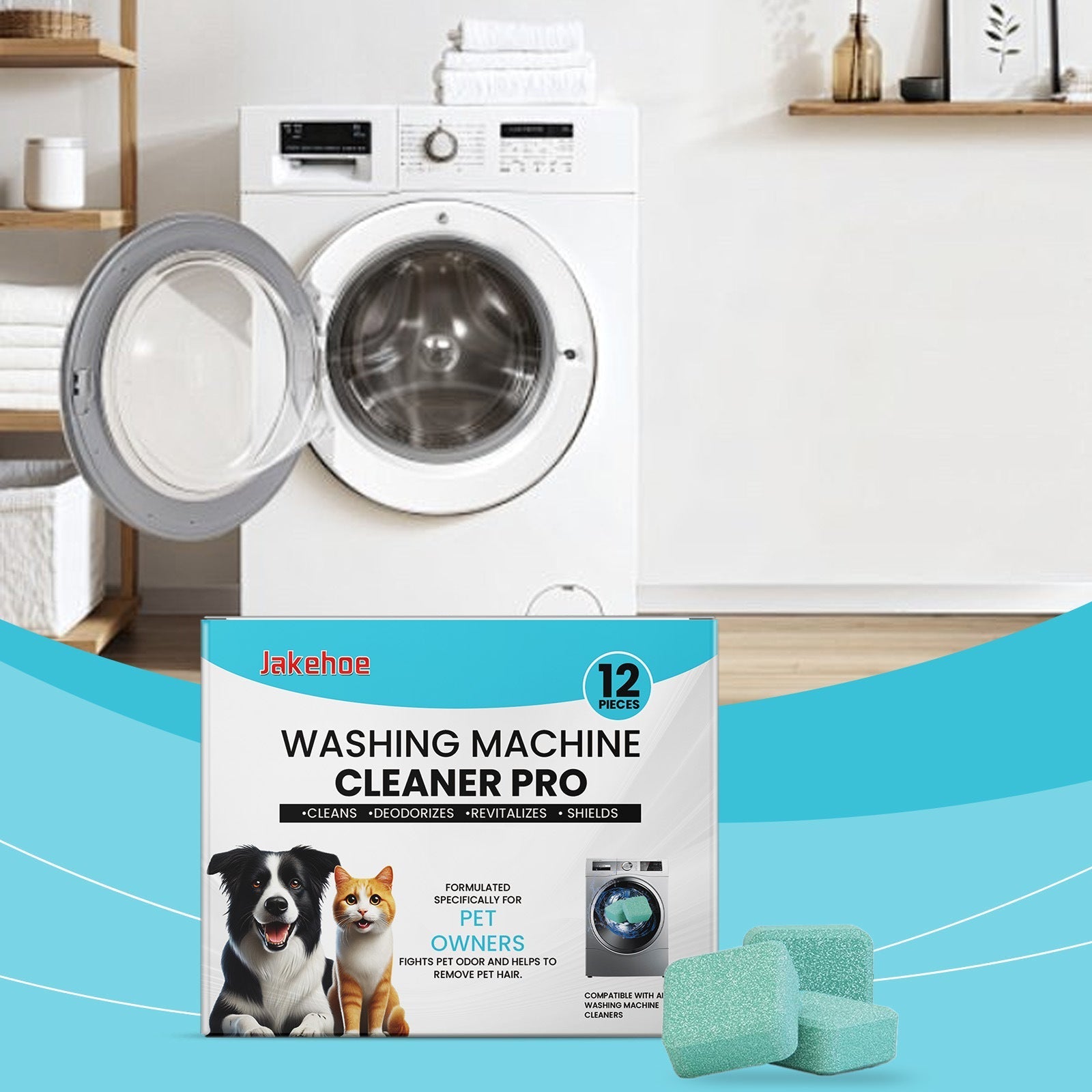 HKM-5089981 Washing Machine Cleaning Tablets for Stain Removal and Descaling, 12 Pack