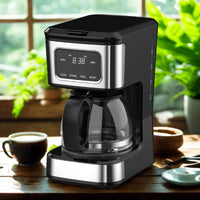 HKM-509011 4-Cup Touch Screen Coffee Maker with Stainless Steel Accents and High-Quality Glass Carafe