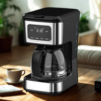 HKM-509011 4-Cup Touch Screen Coffee Maker with Stainless Steel Accents and High-Quality Glass Carafe