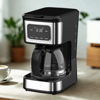 HKM-509011 4-Cup Touch Screen Coffee Maker with Stainless Steel Accents and High-Quality Glass Carafe