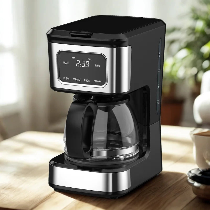 HKM-509011 4-Cup Touch Screen Coffee Maker with Stainless Steel Accents and High-Quality Glass Carafe