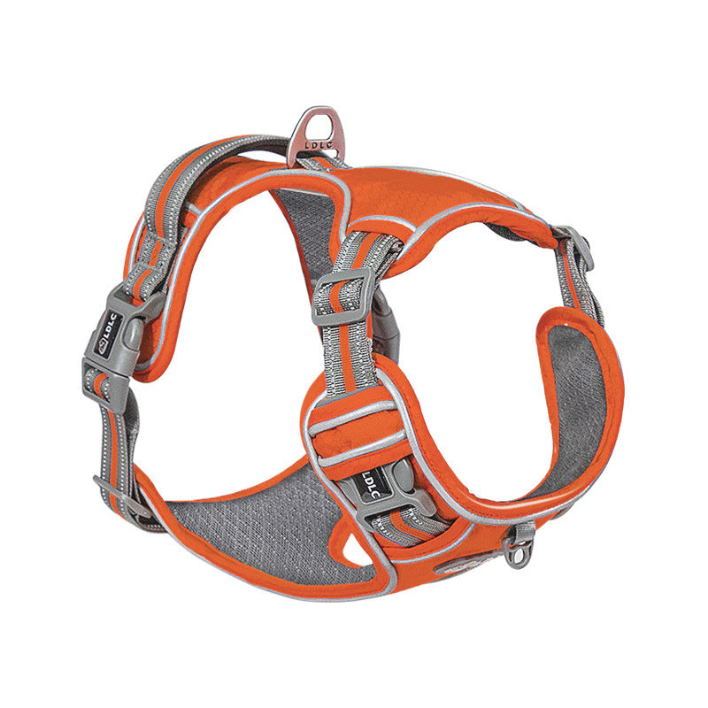HKM-5090365 Explosion-Proof Nylon Pet Chest and Back Harness with Shock Absorption and Night Vision Reflective Features