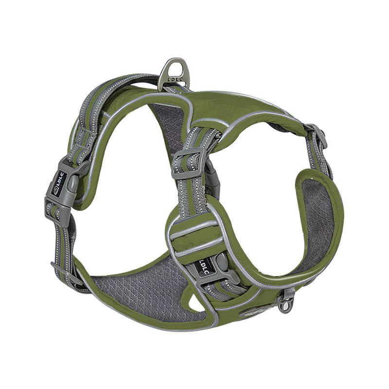 HKM-5090365 Explosion-Proof Nylon Pet Chest and Back Harness with Shock Absorption and Night Vision Reflective Features
