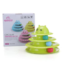 HKM-5090621 Three-Layer Round Cat Toy with Sounds - Durable PP Material