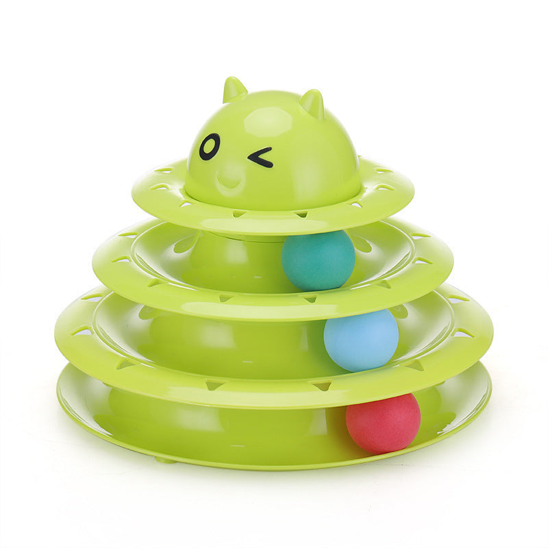 HKM-5090621 Three-Layer Round Cat Toy with Sounds - Durable PP Material