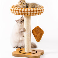 HKM-5094205 Multi-Functional Cat Scratching Post with Cozy Bed, Sisal Scratcher, and Interactive Ball Track for Indoor Cats