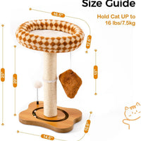 HKM-5094205 Multi-Functional Cat Scratching Post with Cozy Bed, Sisal Scratcher, and Interactive Ball Track for Indoor Cats