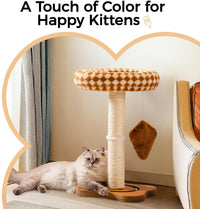 HKM-5094205 Multi-Functional Cat Scratching Post with Cozy Bed, Sisal Scratcher, and Interactive Ball Track for Indoor Cats