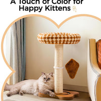 HKM-5094205 Multi-Functional Cat Scratching Post with Cozy Bed, Sisal Scratcher, and Interactive Ball Track for Indoor Cats