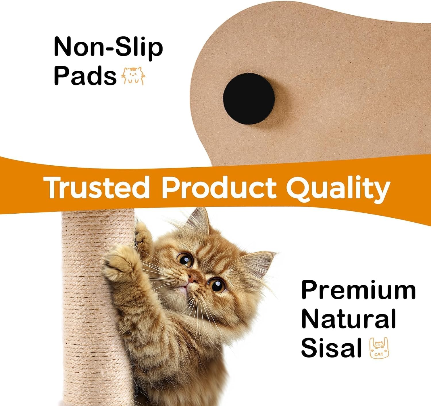 HKM-5094205 Multi-Functional Cat Scratching Post with Cozy Bed, Sisal Scratcher, and Interactive Ball Track for Indoor Cats