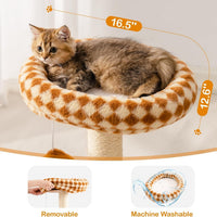 HKM-5094205 Multi-Functional Cat Scratching Post with Cozy Bed, Sisal Scratcher, and Interactive Ball Track for Indoor Cats