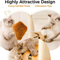 HKM-5094205 Multi-Functional Cat Scratching Post with Cozy Bed, Sisal Scratcher, and Interactive Ball Track for Indoor Cats