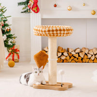HKM-5094205 Multi-Functional Cat Scratching Post with Cozy Bed, Sisal Scratcher, and Interactive Ball Track for Indoor Cats