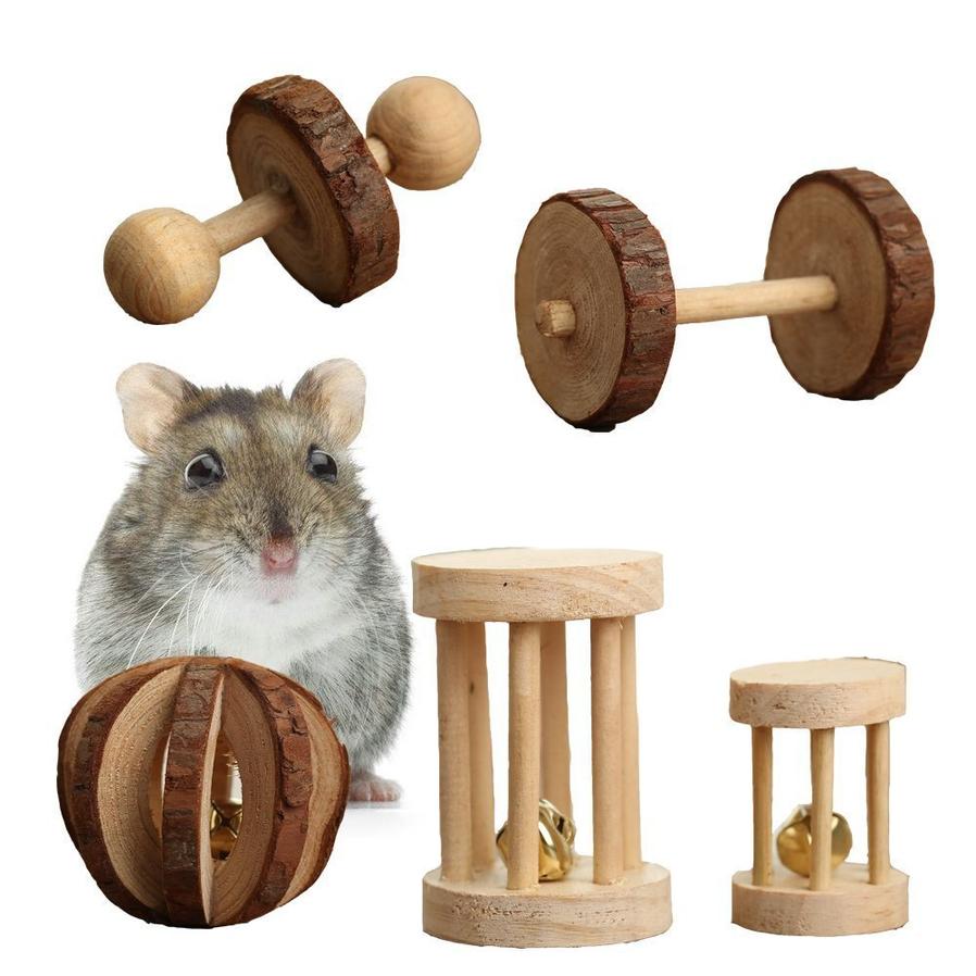 HKM-509459 Natural Wooden Toy for Small Pets - Ideal for Hamsters, Birds, Cats, Dogs, and Rabbits