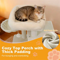 HKM-5095229 Multi-Level Beige Cat Tree with Condo, Sisal Scratching Posts, and Anti-Toppling Device