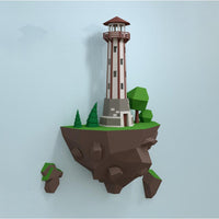 HKM-509523 46cm Paper Island Lighthouse Model for Wall Decoration - DIY Craft Kit