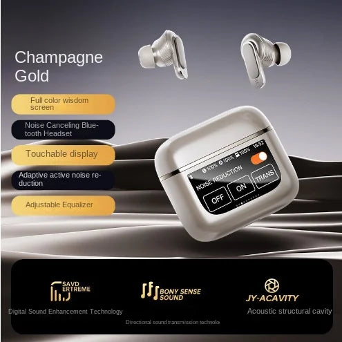 HKM-509587 Wireless Sports Headset with ANC, Long Battery Life, LED Display, Waterproof, Compatible with Android & Apple