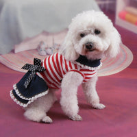 HKM-5096125 Striped Denim Skirt for Pets - Red and White, Princess Style, Multiple Sizes Available