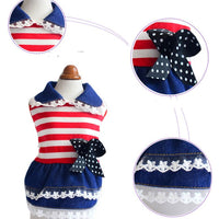 HKM-5096125 Striped Denim Skirt for Pets - Red and White, Princess Style, Multiple Sizes Available